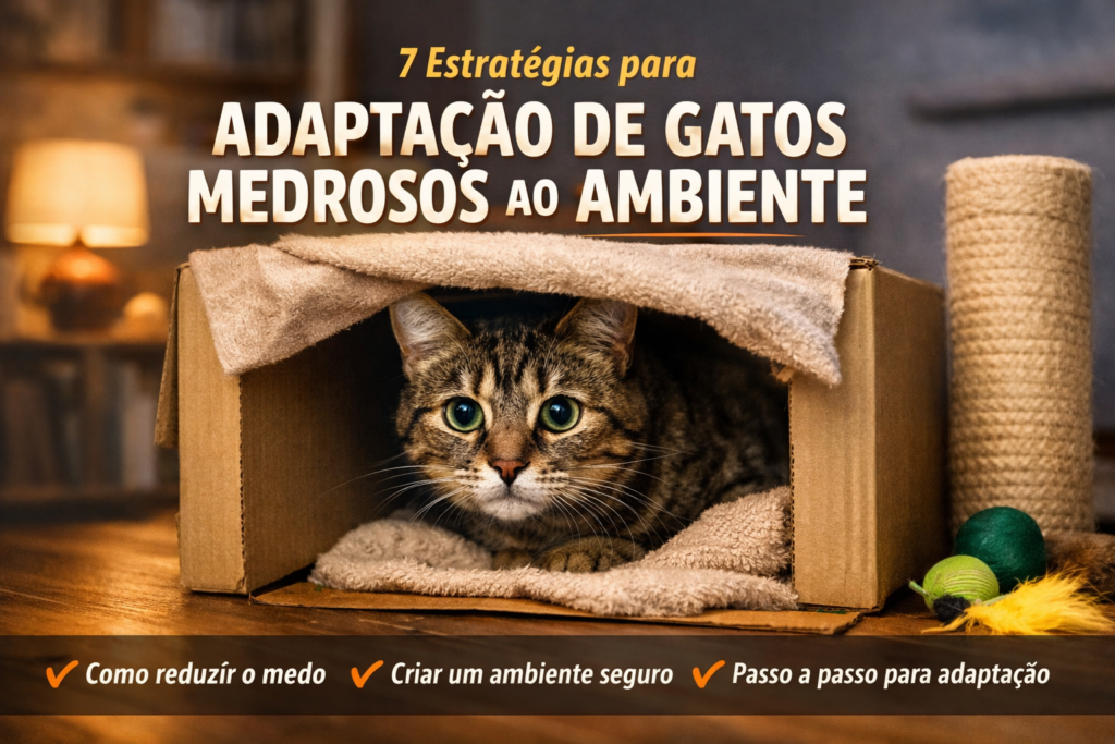 gato medroso se adaptando ao ambiente em local seguro dentro de casa