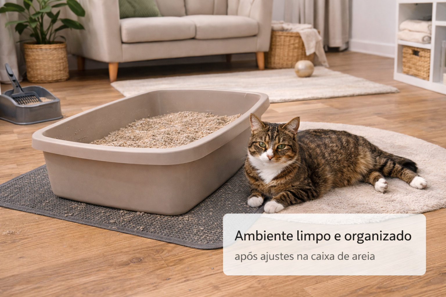 Ambiente limpo após ajustes corretos na caixa de areia do gato