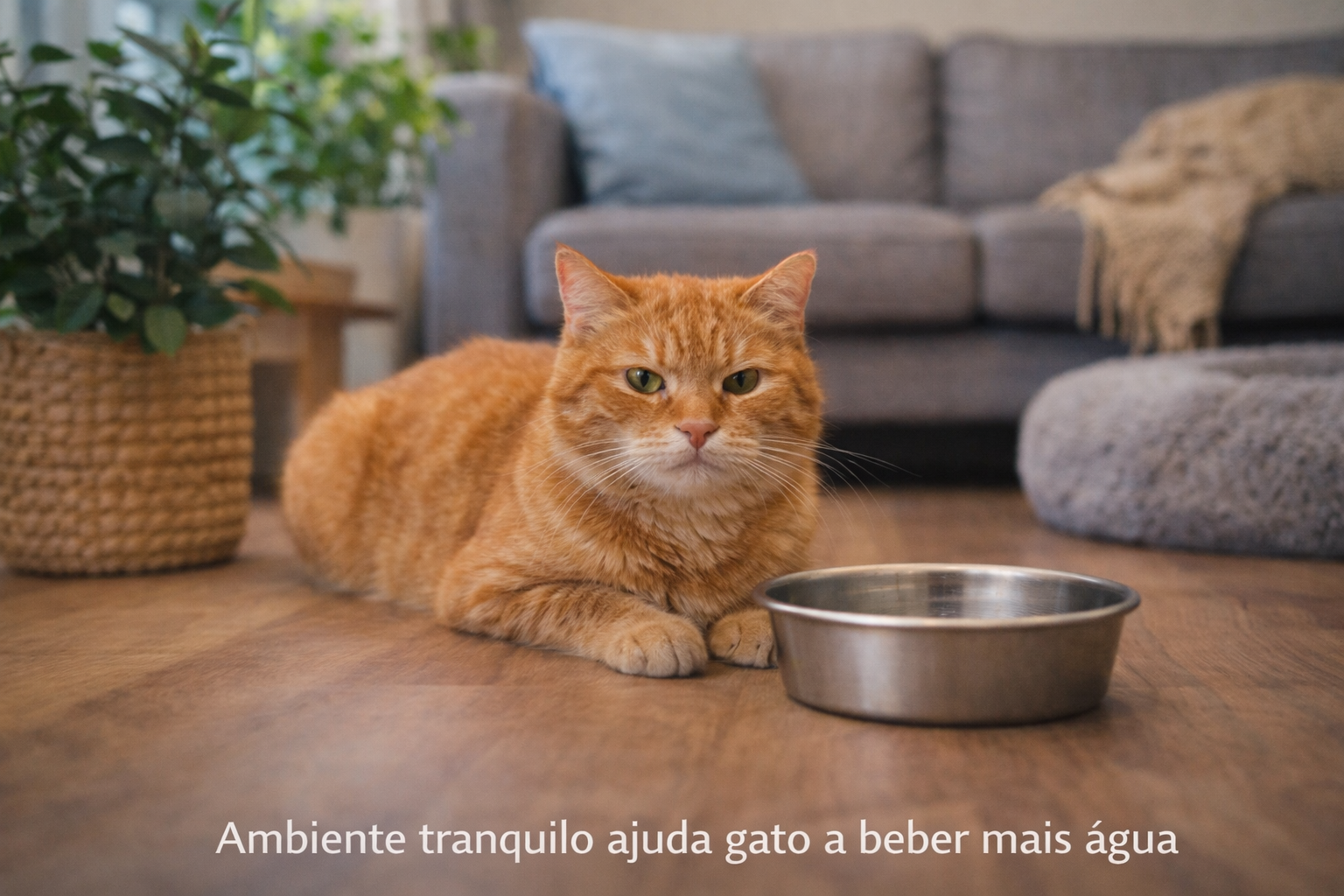 ambiente tranquilo ajuda gato a beber mais água