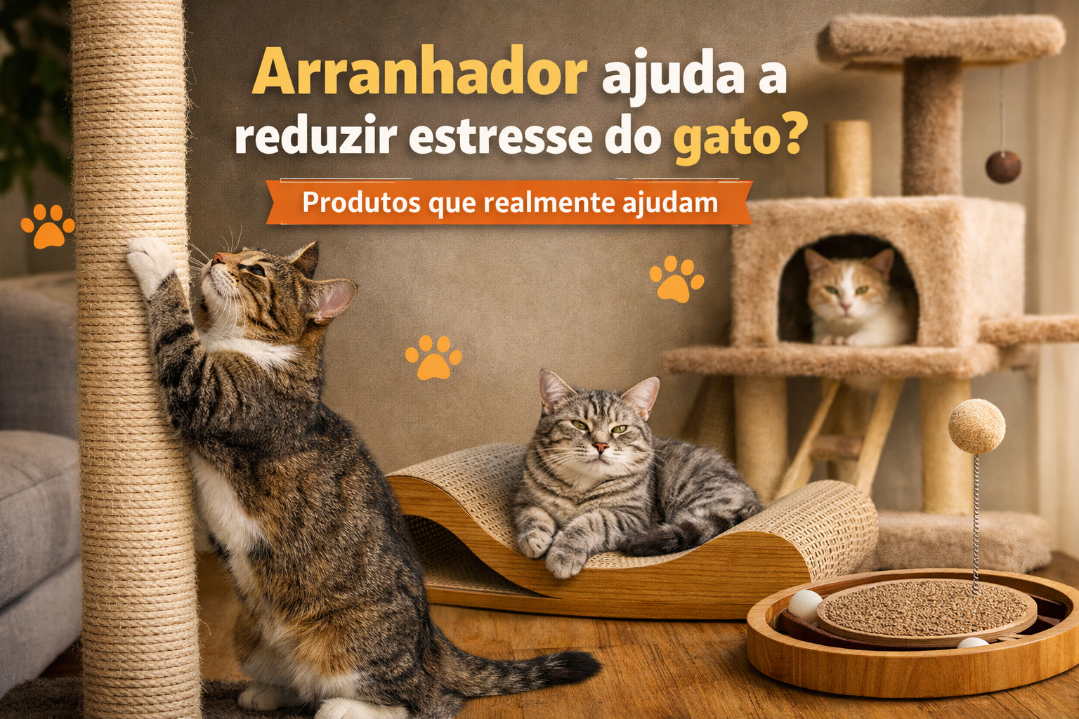 Arranhador ajuda a reduzir estresse do gato com modelos verticais, interativos e tipo playground
