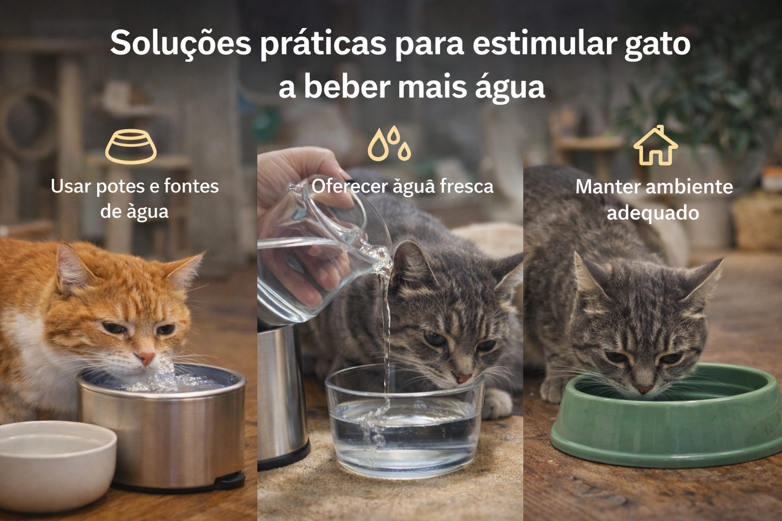 Soluções práticas para estimular o gato a beber mais água
