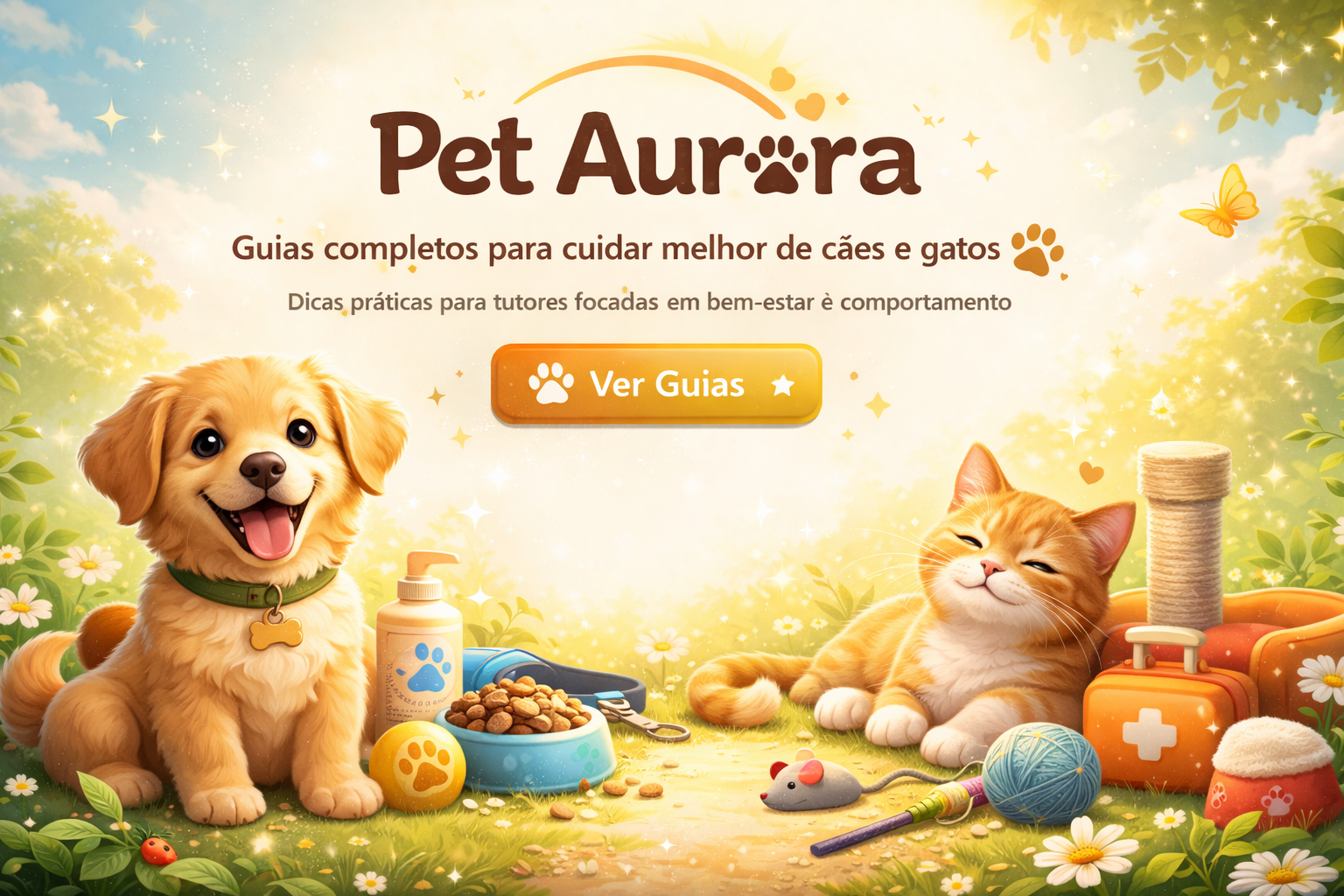 Guias com dicas práticas para cães e gatos.