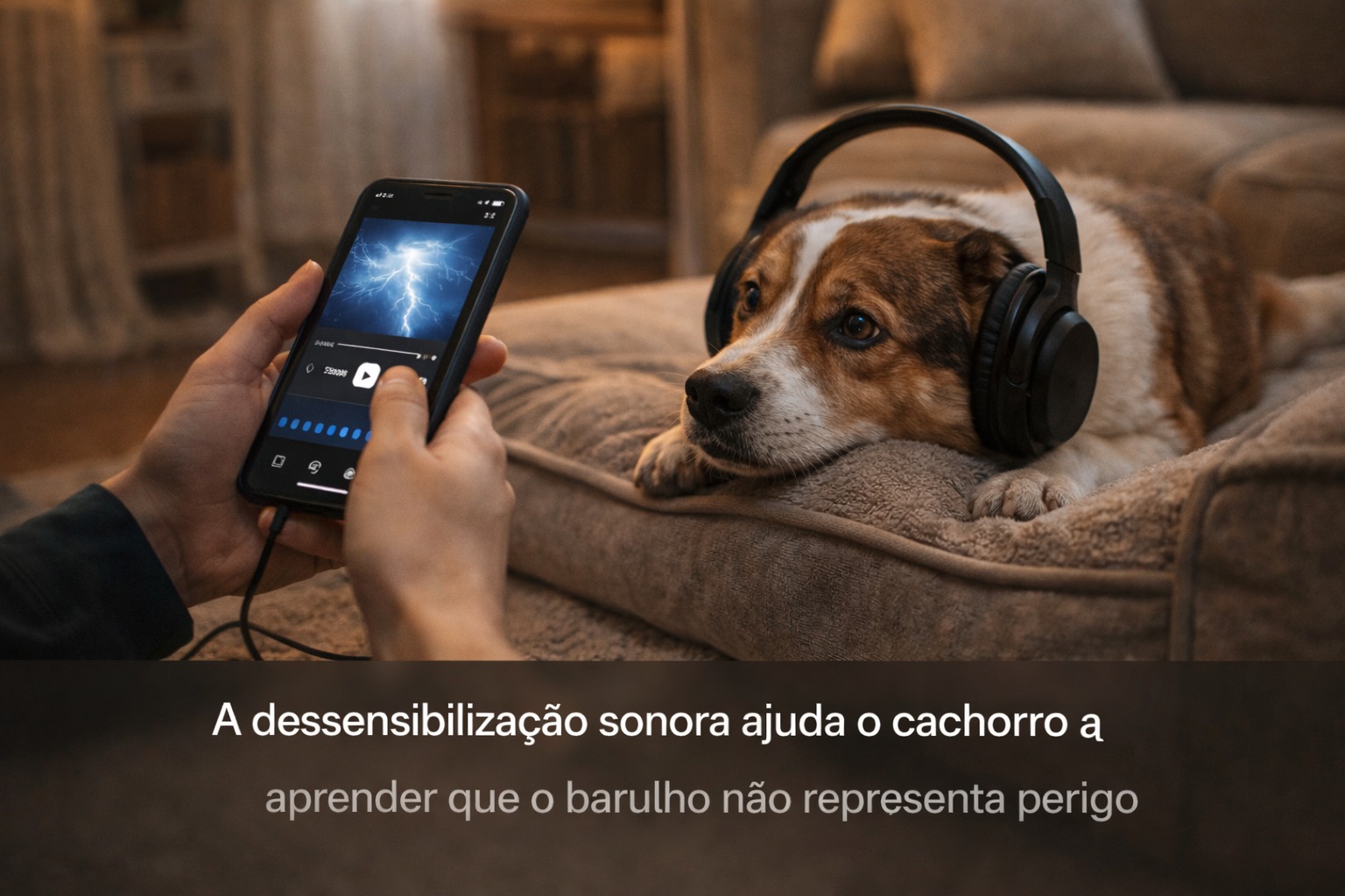 Dessensibilização sonora para cachorro com medo de barulho feita em casa