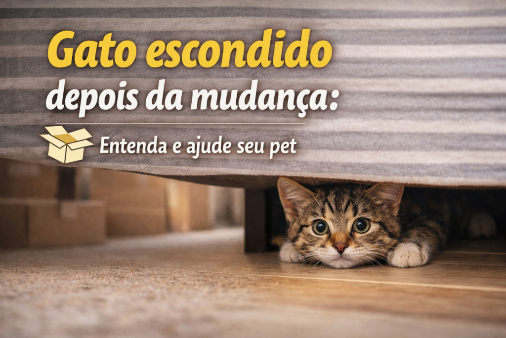 Gato escondido debaixo da cama após mudança de casa