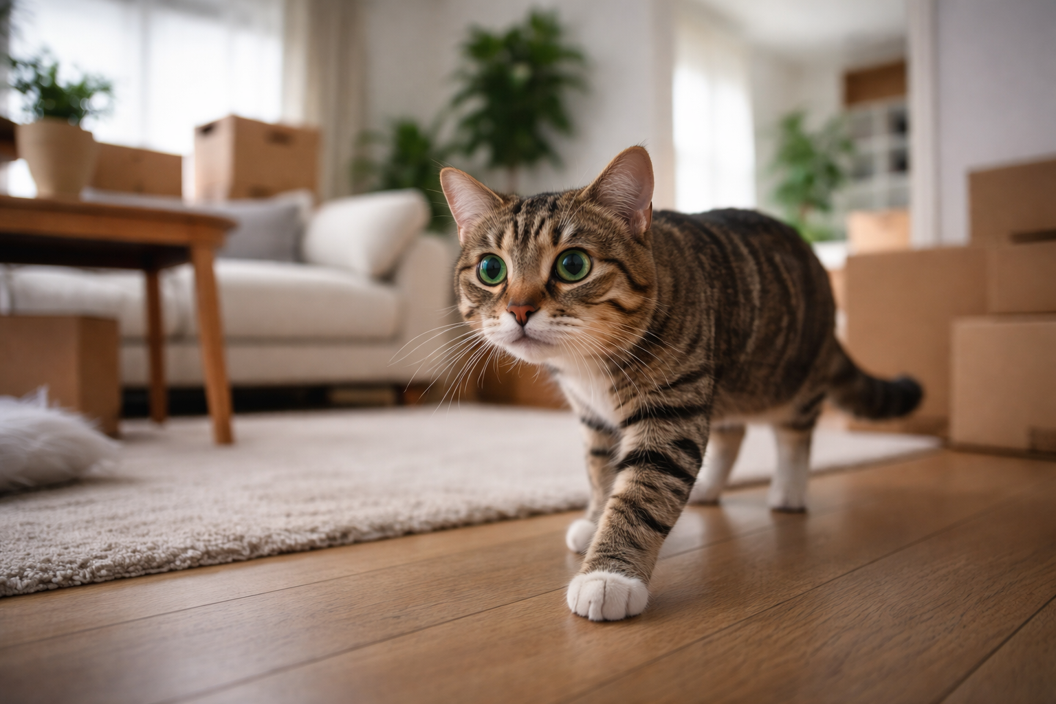 gato se adaptando a casa nova após mudança