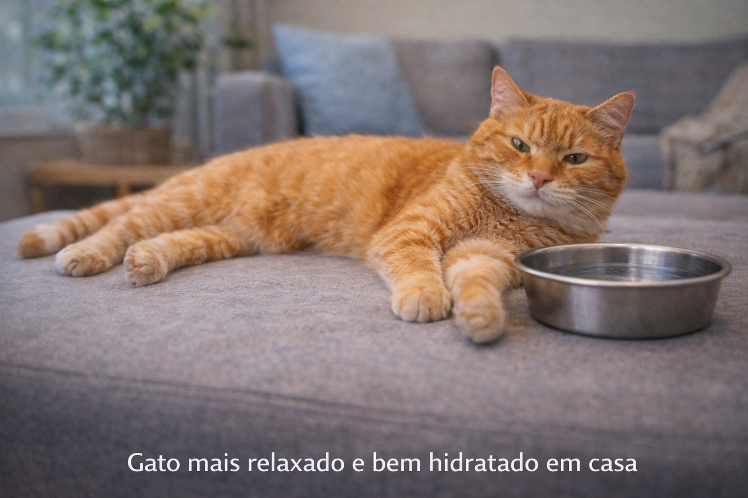 gato mais relaxado e bem hidratado em casa
