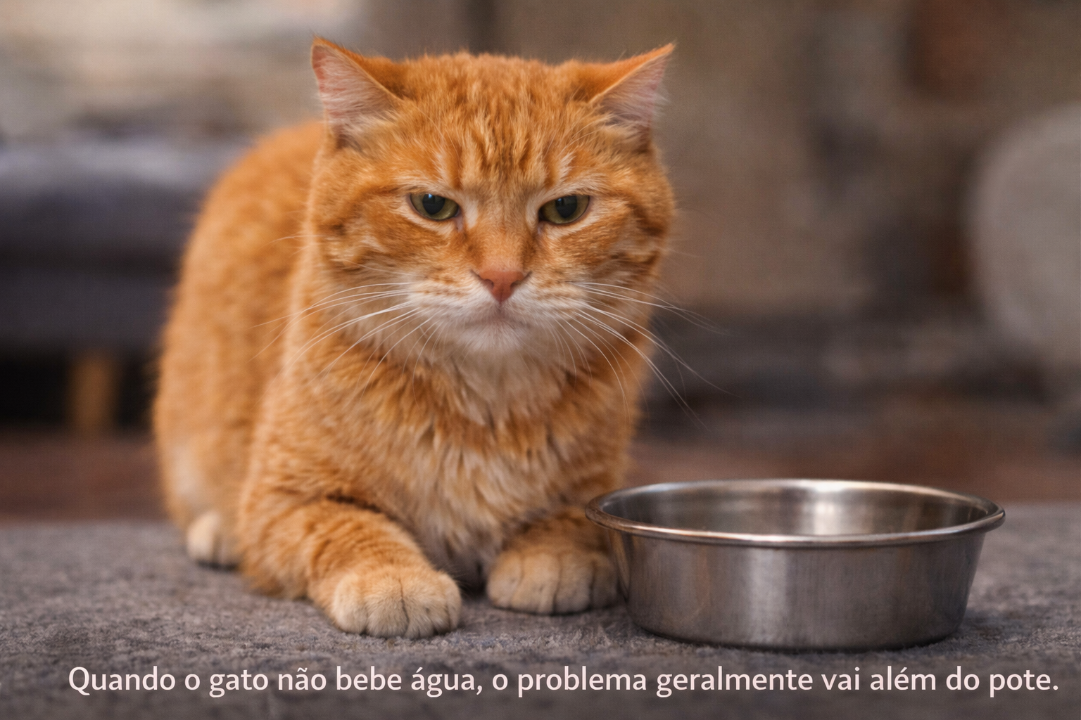 gato não bebe água e evita o pote de água