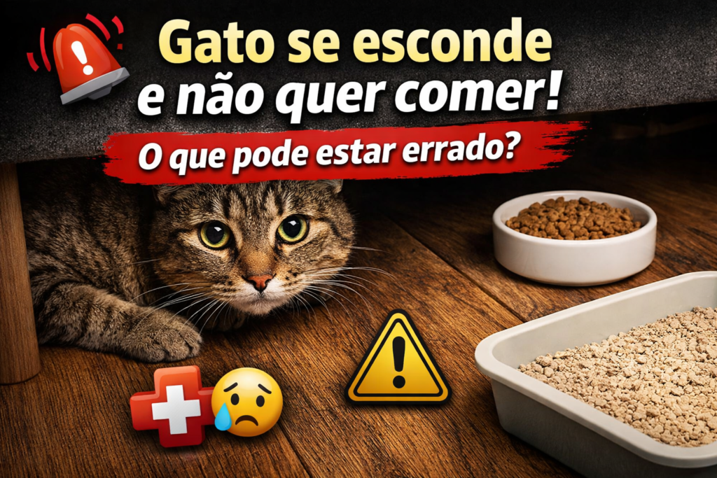 Gato se escondendo embaixo da cama e recusando comida dentro de casa