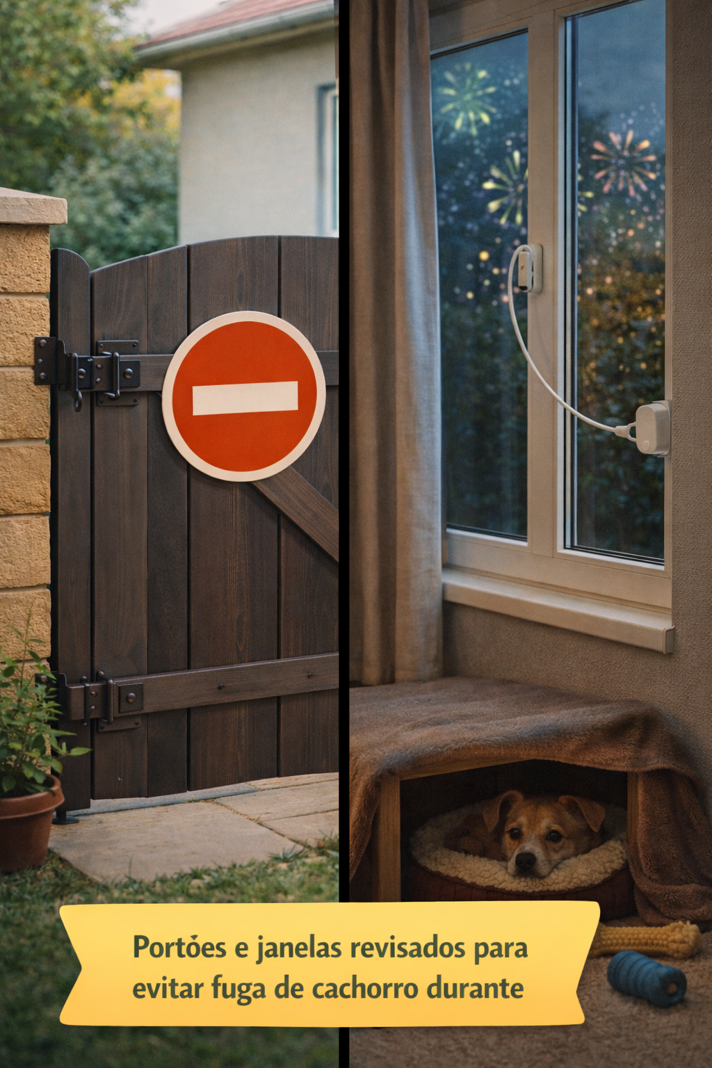 Portões e janelas revisados para evitar fuga de cachorro durante fogos