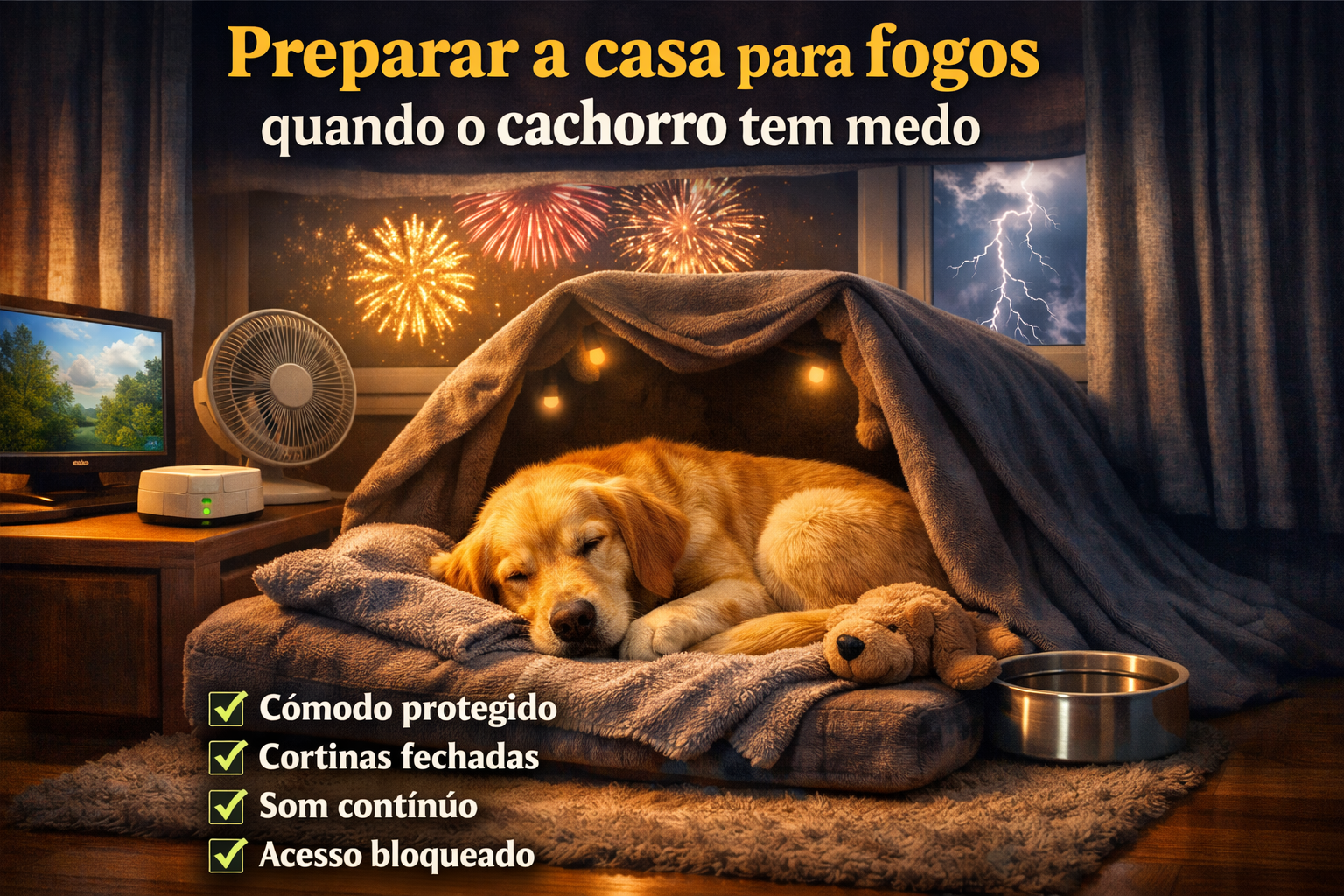 preparar a casa para fogos quando o cachorro tem medo