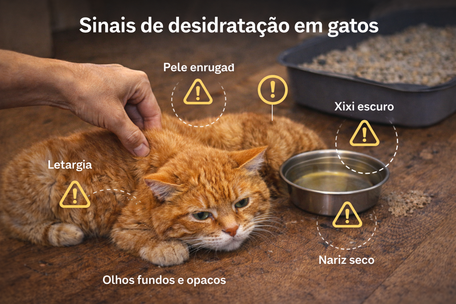 Sinais de desidratação em gato que não bebe água