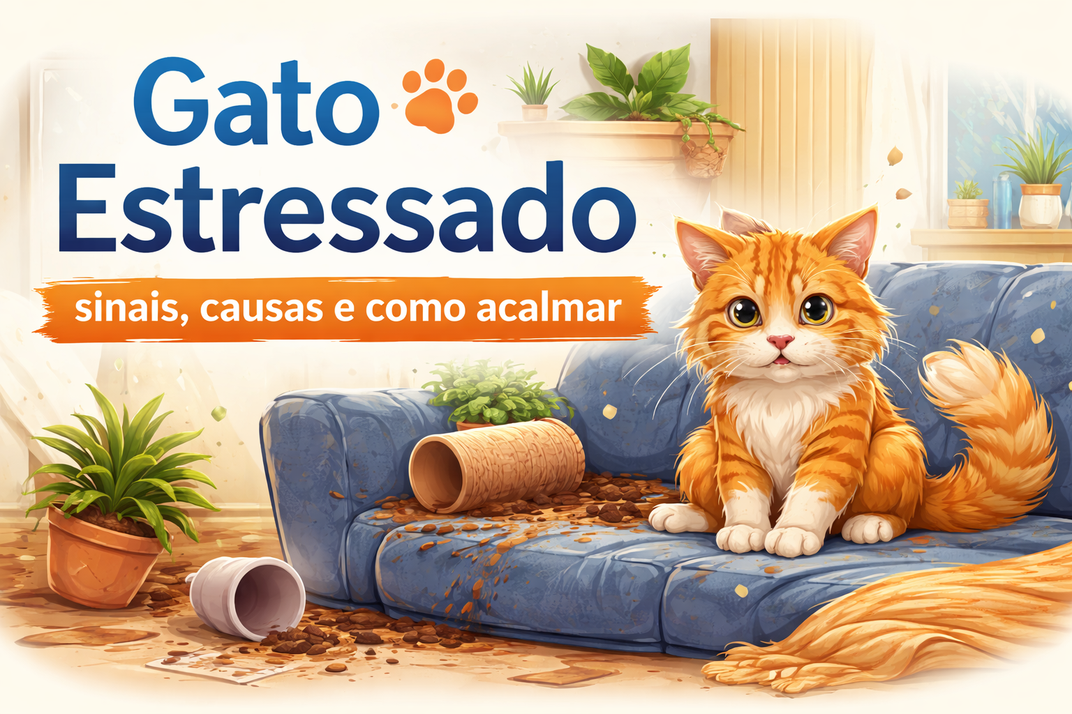 Gato estressado em ambiente doméstico