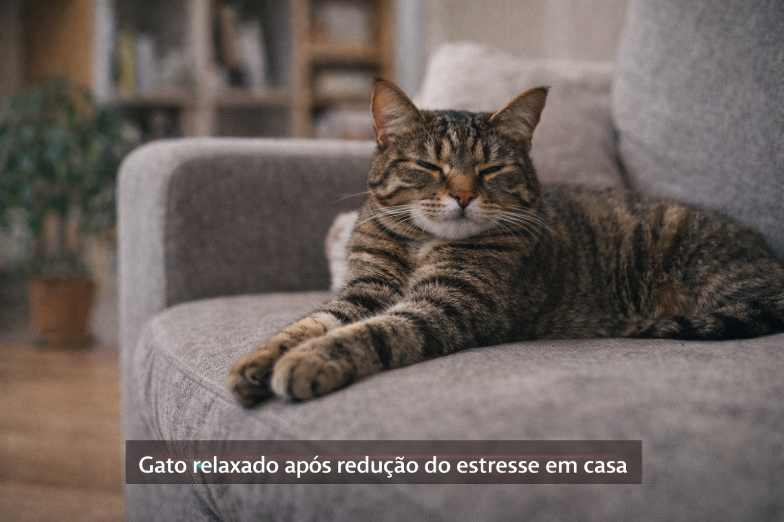 Gato relaxado fora do esconderijo após redução do estresse em casa