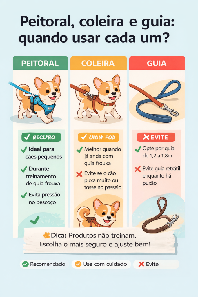 Infográfico explicando por que o cachorro puxa a guia durante o passeio
