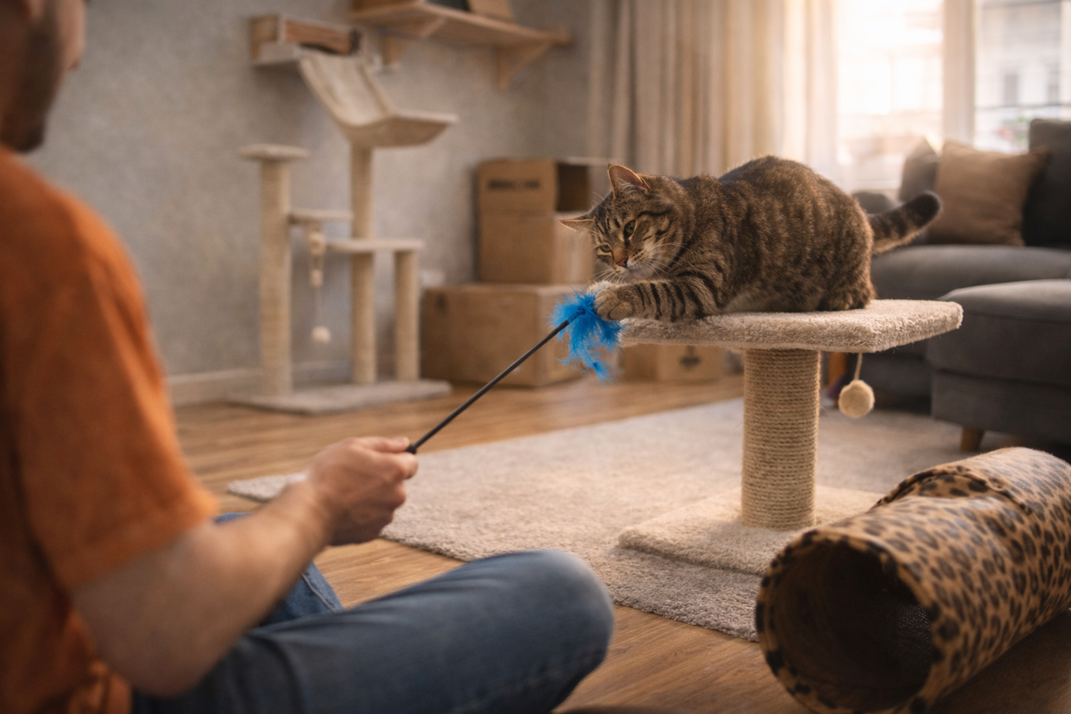 Rotina e brincadeira ajudam gato estressado após mudança a se adaptar
