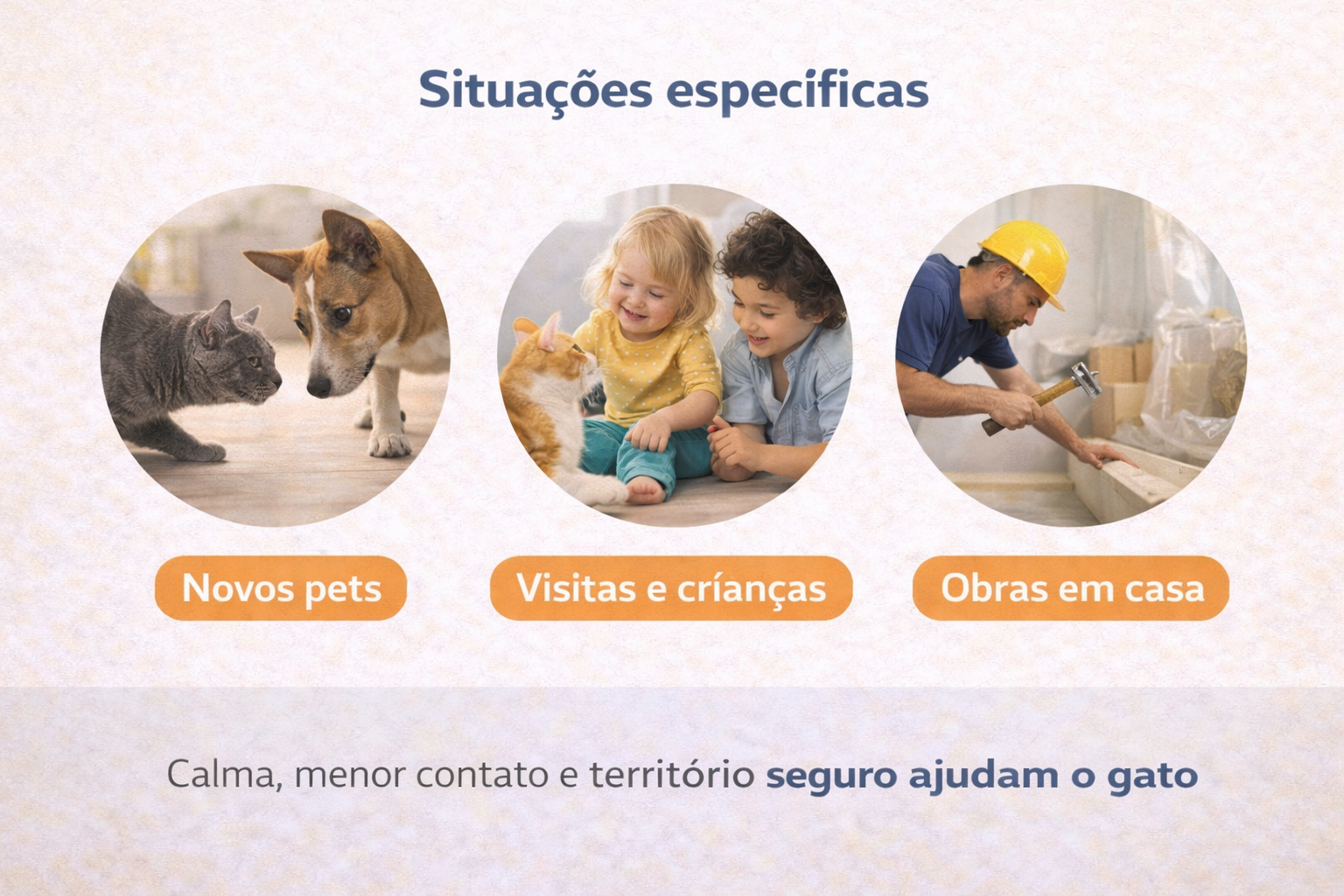 Situações específicas que fazem o gato se esconder após mudança, como novos pets, crianças e obras em casa