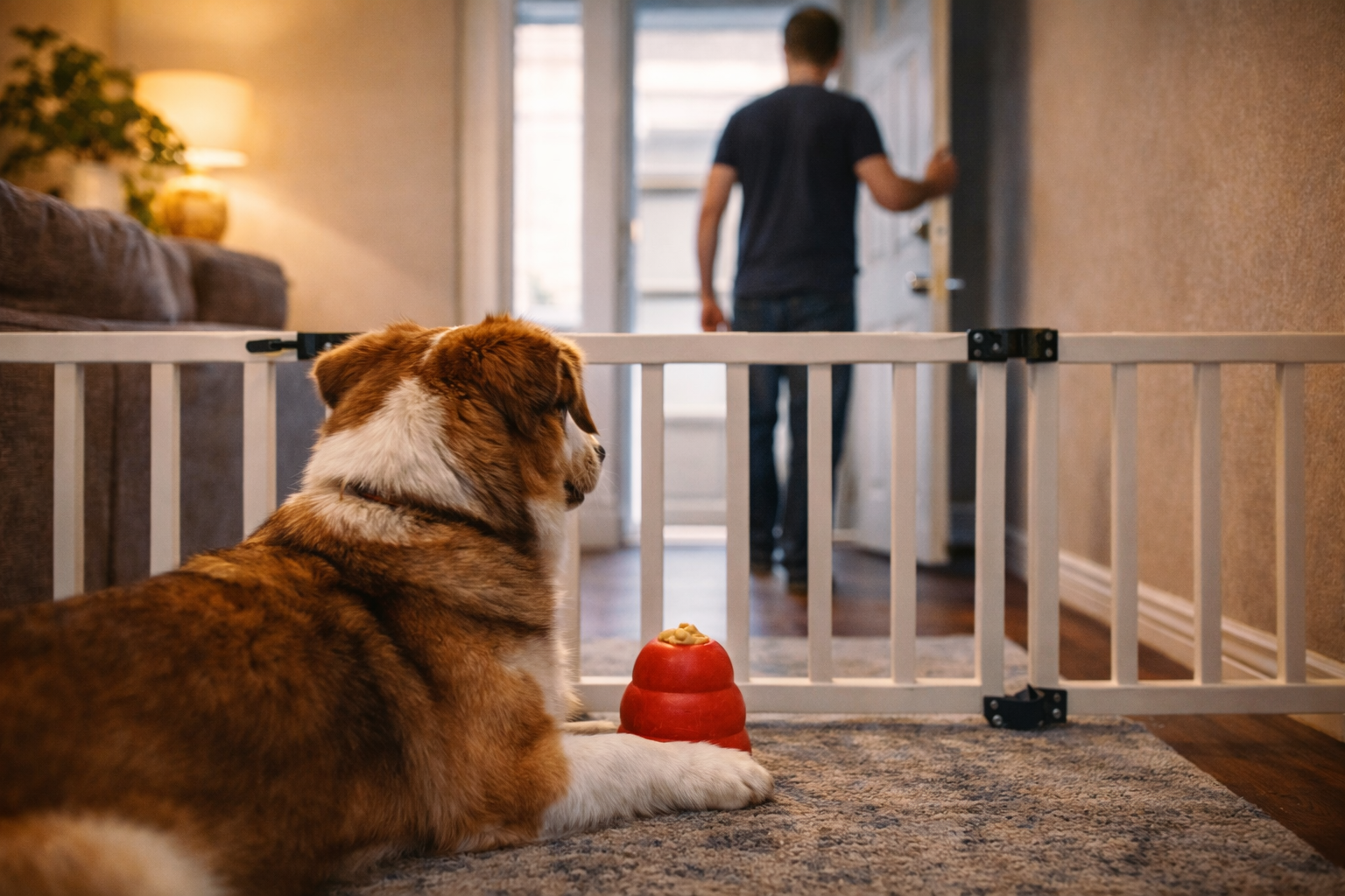 Brinquedos para cachorro ansioso quando fica sozinho: ritual de saída com brinquedo recheável