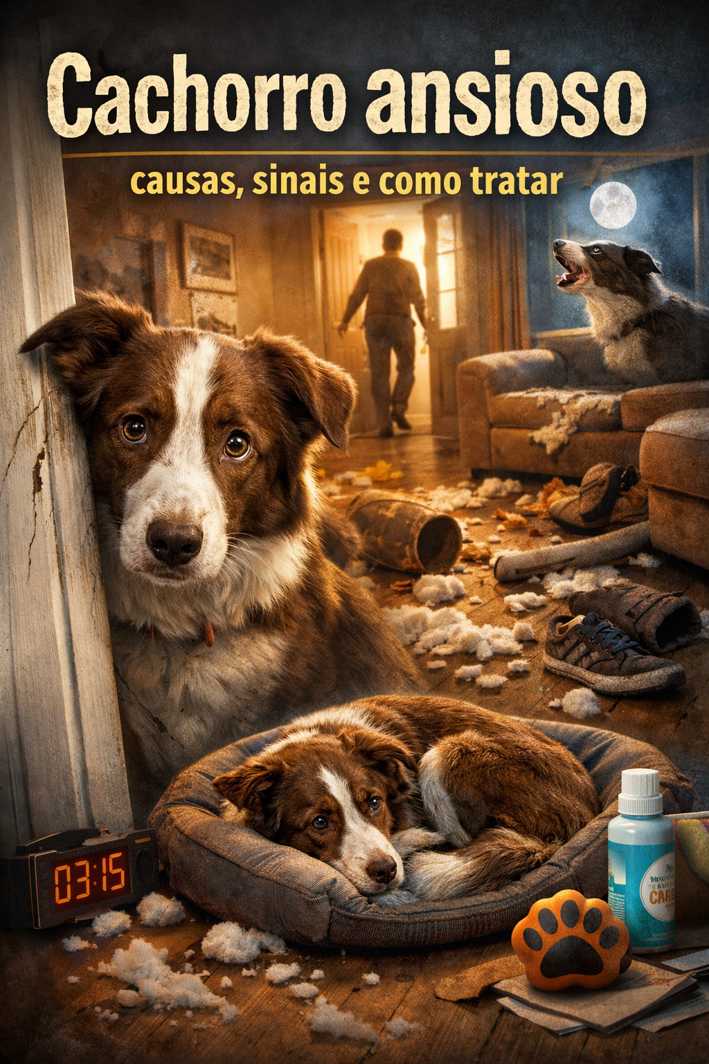 Cachorro ansioso demonstrando sinais de ansiedade dentro de casa