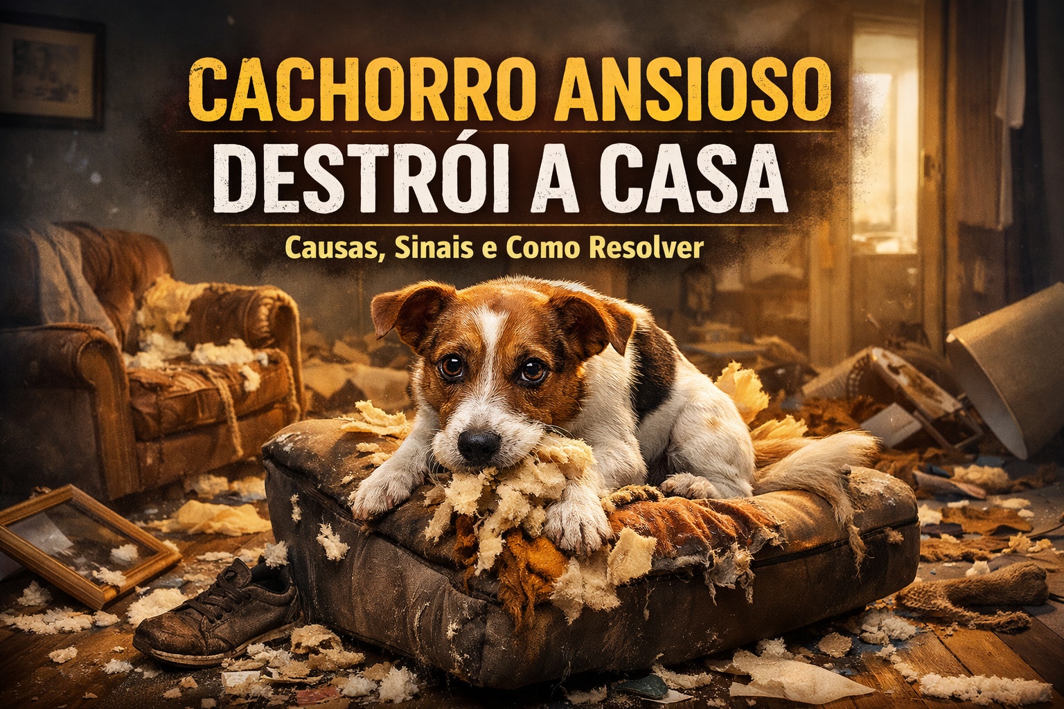 cachorro ansioso destrói a casa